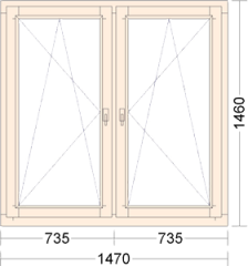 Поворотно-откидное двухстворчатое окно