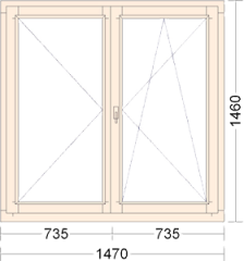 Комбинированное распашное (штульповое) окно